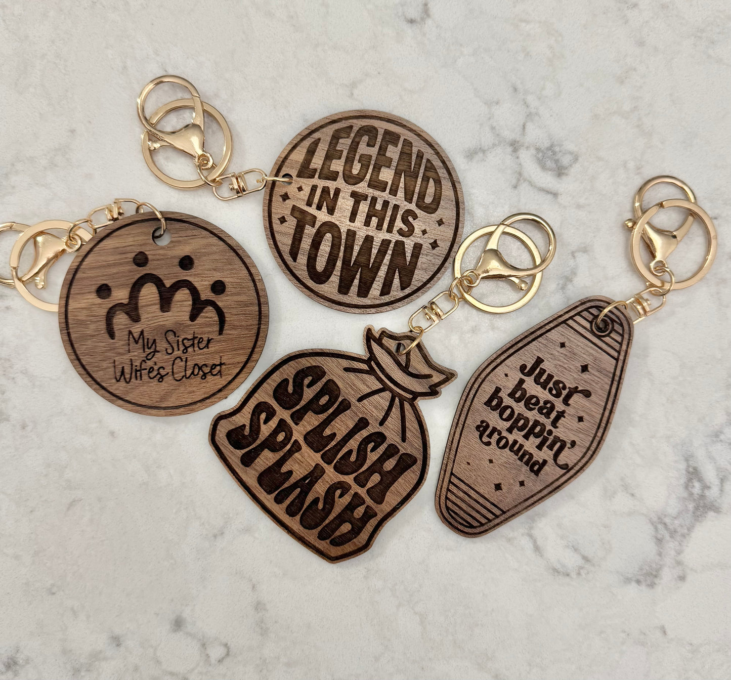 "Splish Splash" - Engraved Wood Keychain