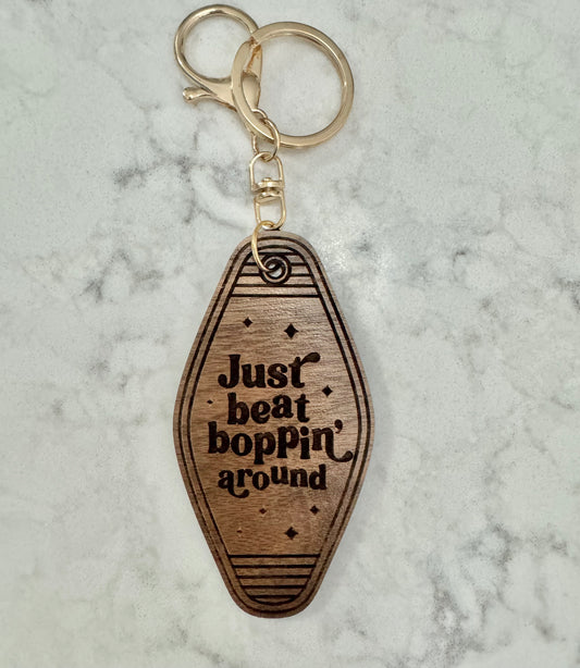 "Beat Boppin'" - Engraved Wood Keychain
