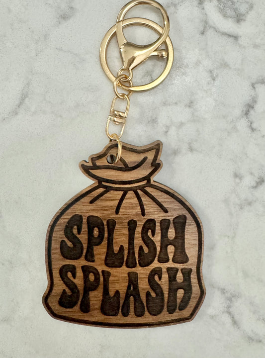 "Splish Splash" - Engraved Wood Keychain